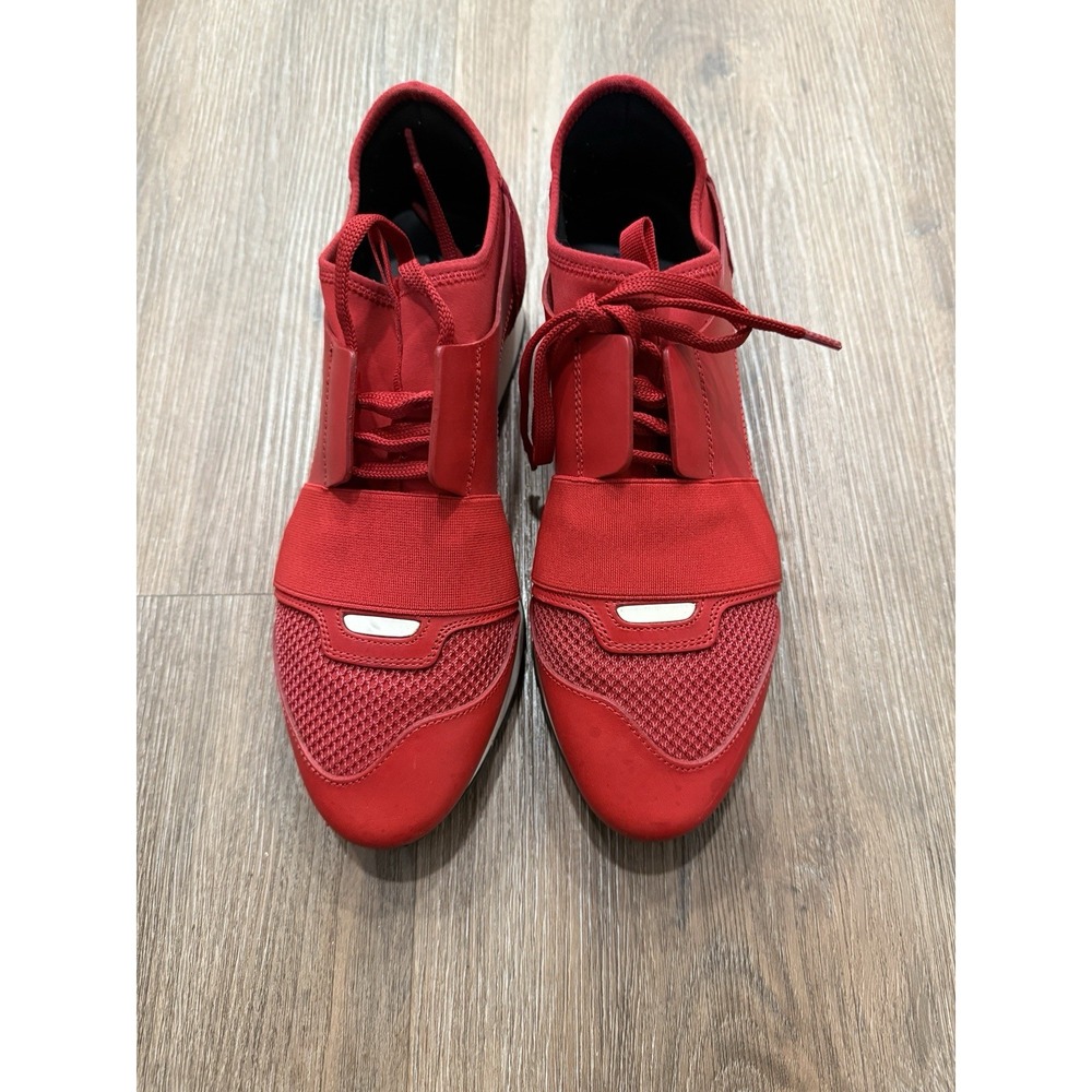 Balenciaga Red Mesh And Leather Race‎ Runner Low Top Sneakers Size 39